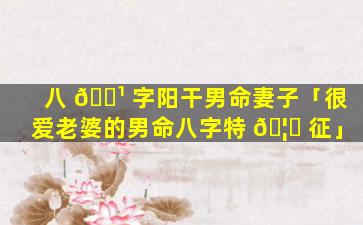 八 🌹 字阳干男命妻子「很爱老婆的男命八字特 🦉 征」